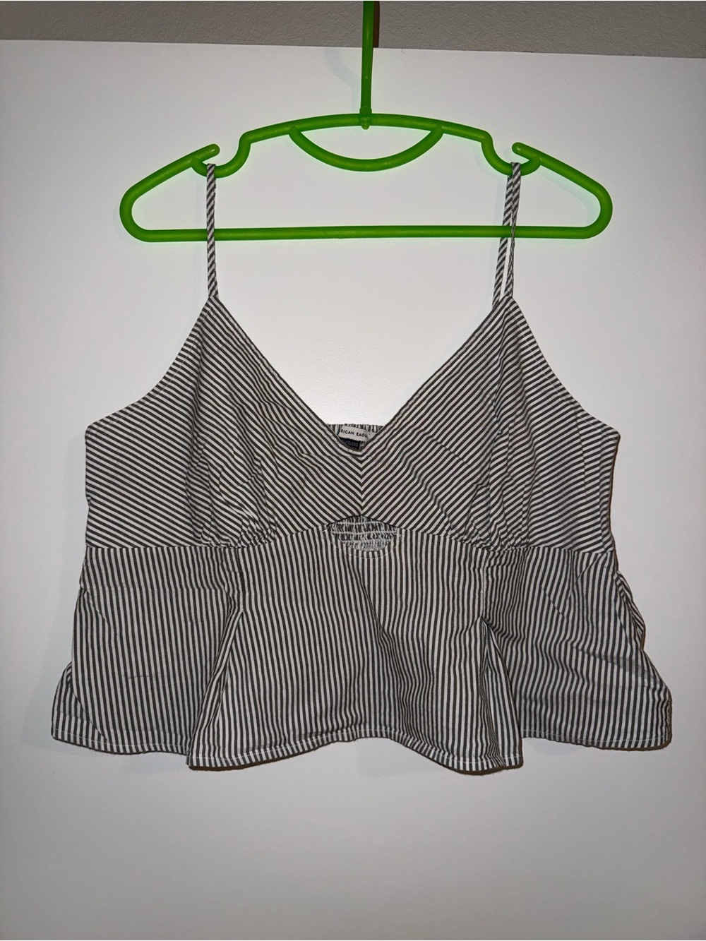 American Eagle Outfitters Black & White Striped Peplum Cami